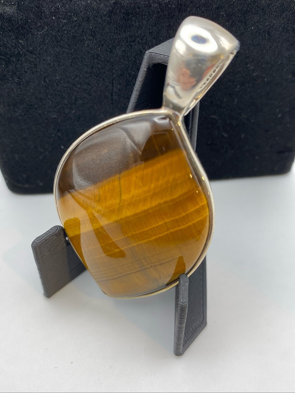 WK Whitney Kelly Sterling Silver 925 Tiger's Eye Stone Large Enhancer Pendant